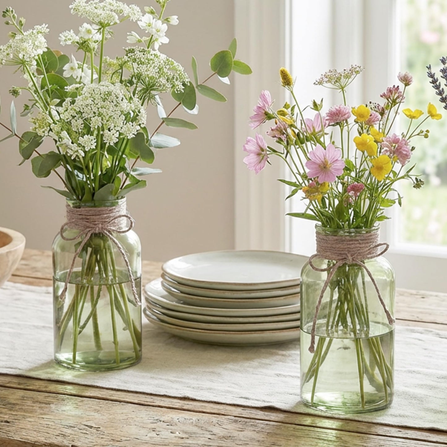 3 Pack Mason Jar Vases for Centerpieces, Amber Glass Flower Vase