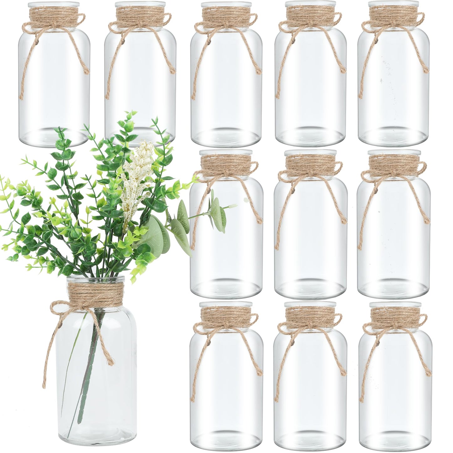 3 Pack Mason Jar Vases for Centerpieces, Amber Glass Flower Vase