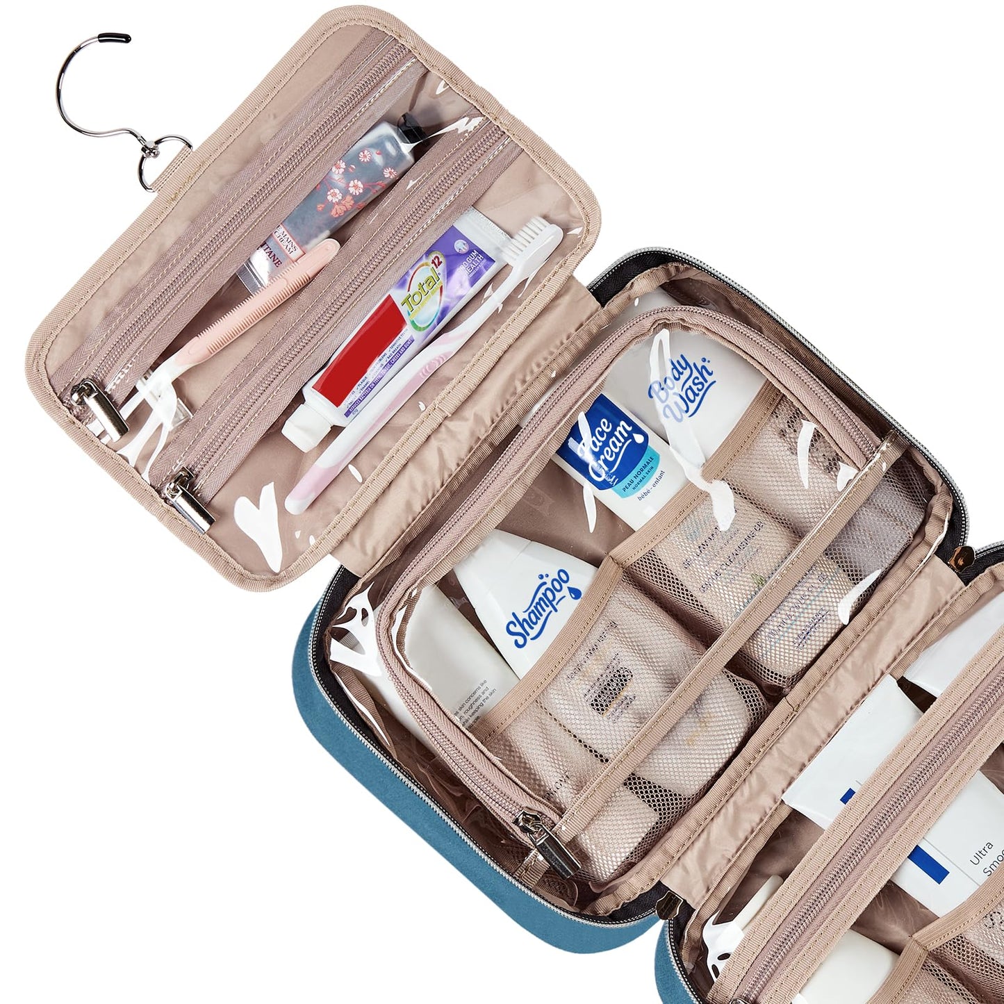 NISHEL Travel Toiletry Bag for women, Portable Hanging makeup Organizer