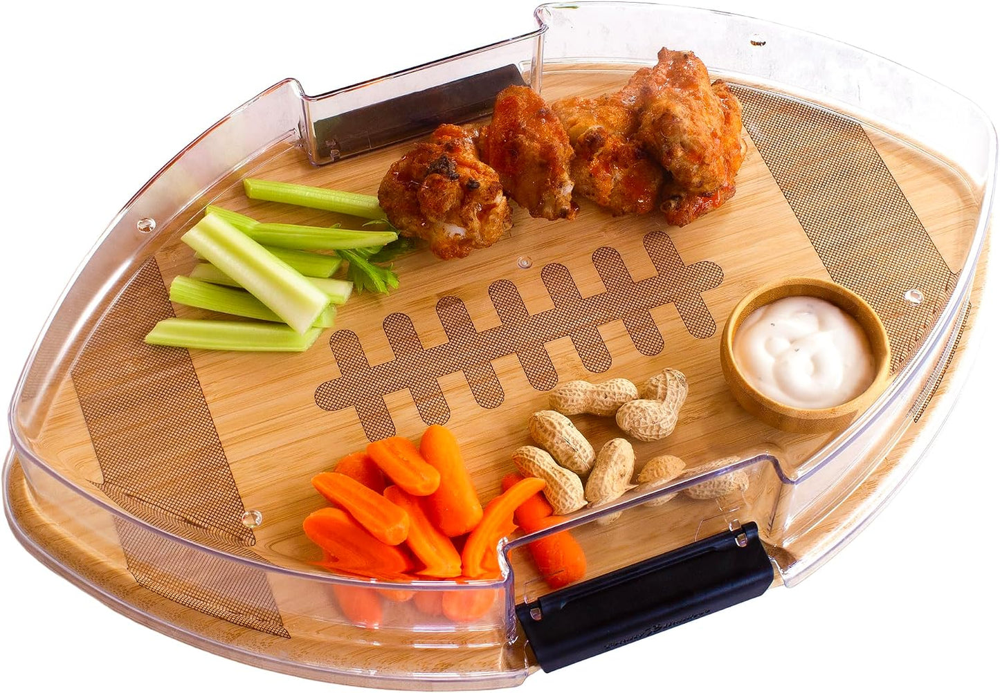 Totally Bamboo Flip, Serve & Store Football Charcuterie Board with Lid