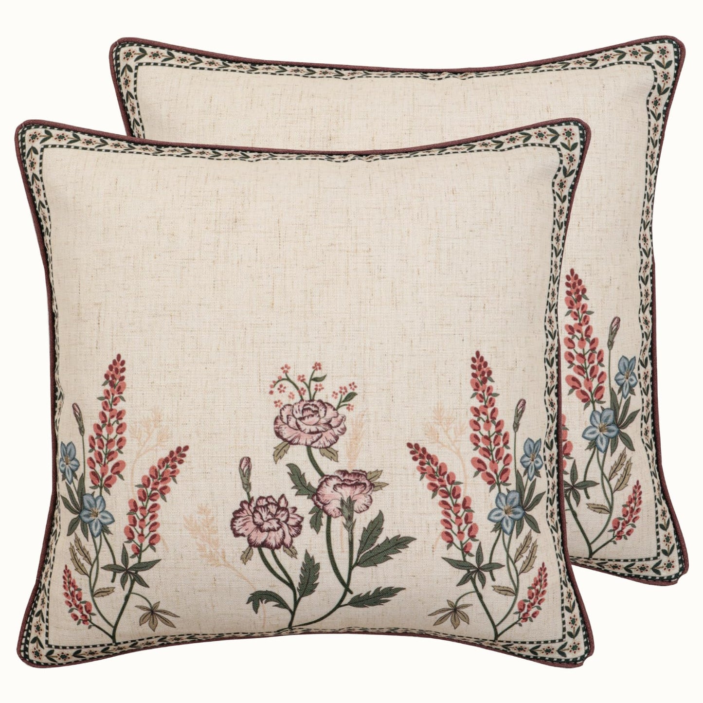 ISAENNE Designer Vintage Square Throw Pillow Cover,Set of 2,18"x18"