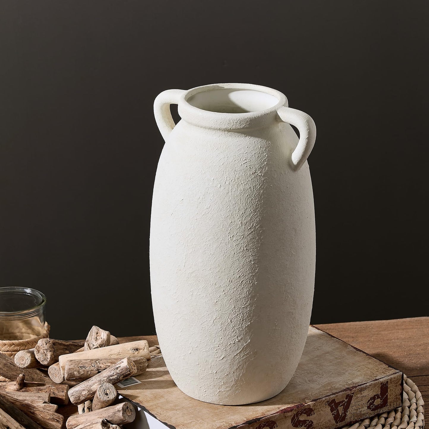 Dobbyby Ceramic Flower Vase 12 inch Farmhouse Rustic Vase Decorative Pottery Terracotta Tall Vases for Home Decor Table Mantle Fireplace Living Room Bathroom Wedding Centerpiece (Large-Terracota)