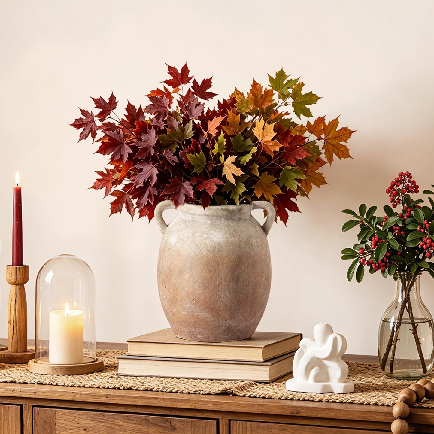 Dobbyby Ceramic Flower Vase 12 inch Farmhouse Rustic Vase Decorative Pottery Terracotta Tall Vases for Home Decor Table Mantle Fireplace Living Room Bathroom Wedding Centerpiece (Large-Terracota)
