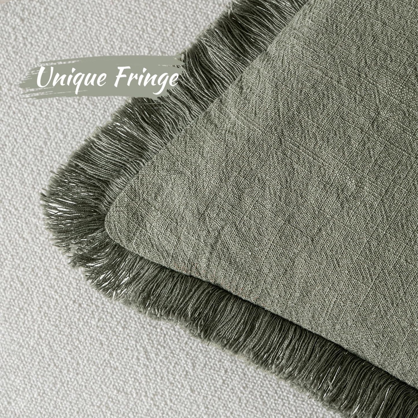 MIULEE 14x36 Long Linen Lumbar Pillow Covers Set of 1 Light Olive Green