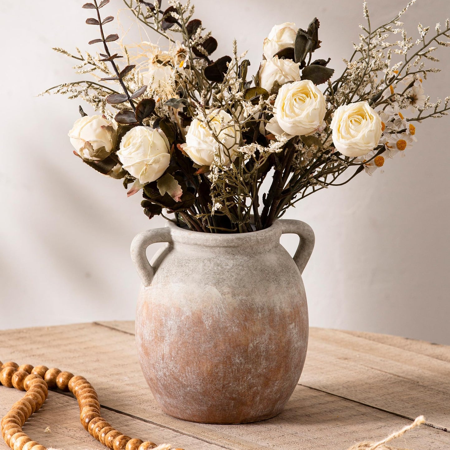Dobbyby Ceramic Flower Vase 12 inch Farmhouse Rustic Vase Decorative Pottery Terracotta Tall Vases for Home Decor Table Mantle Fireplace Living Room Bathroom Wedding Centerpiece (Large-Terracota)