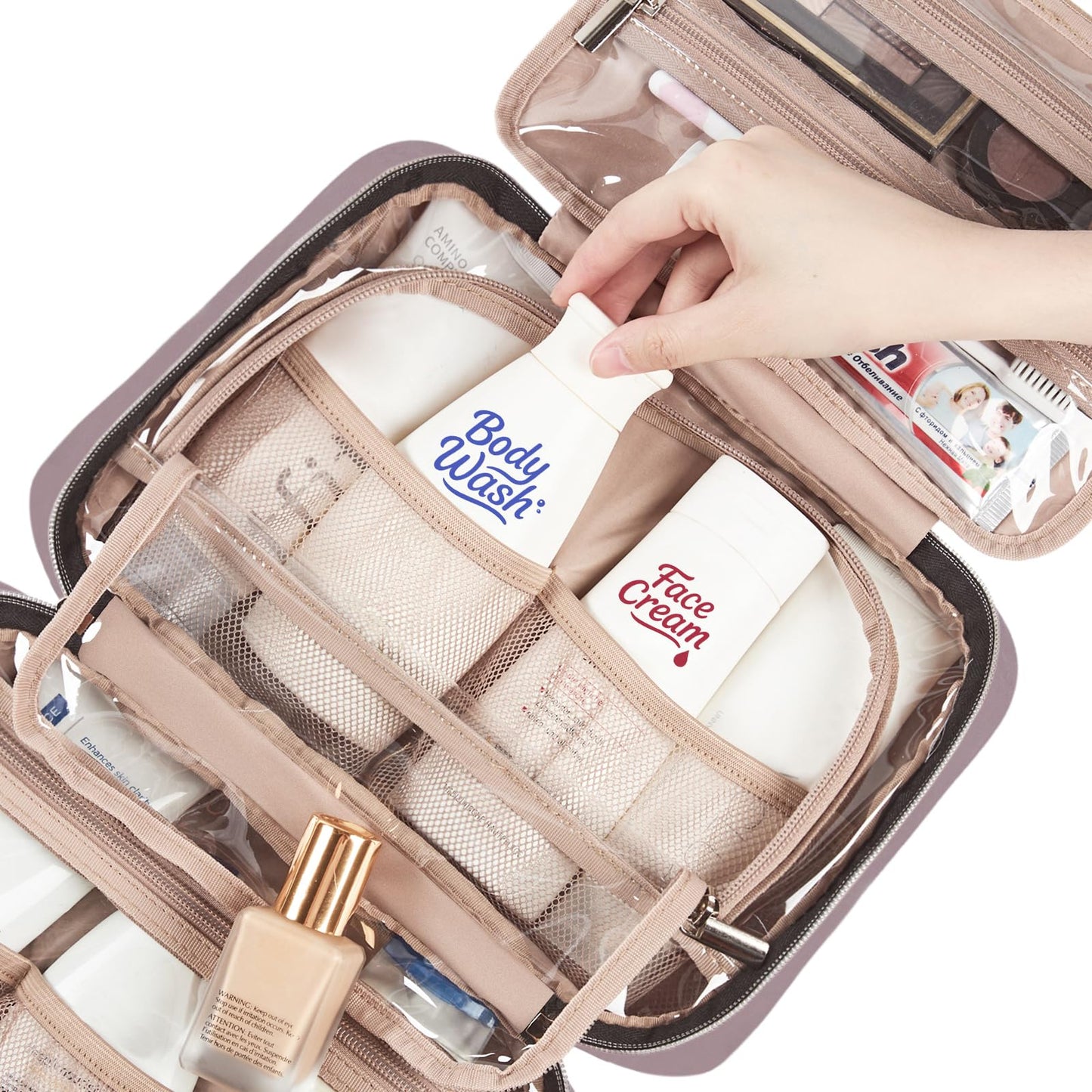 NISHEL Travel Toiletry Bag for women, Portable Hanging makeup Organizer