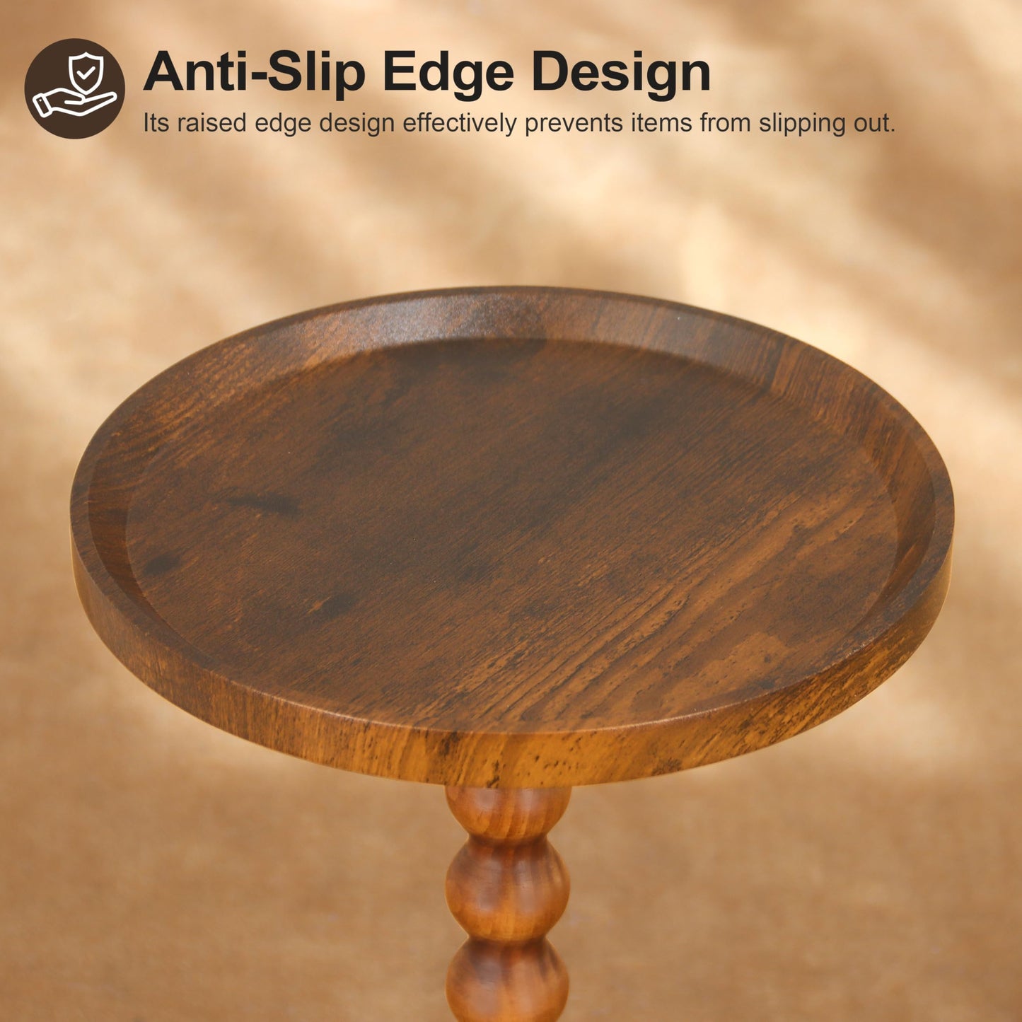 AWASEN Small Side Table, Round Drink Table for Small Spaces, Round Accent End Table Living Room, Nightstand for Bedroom, Corners, Office, Walnut Brown