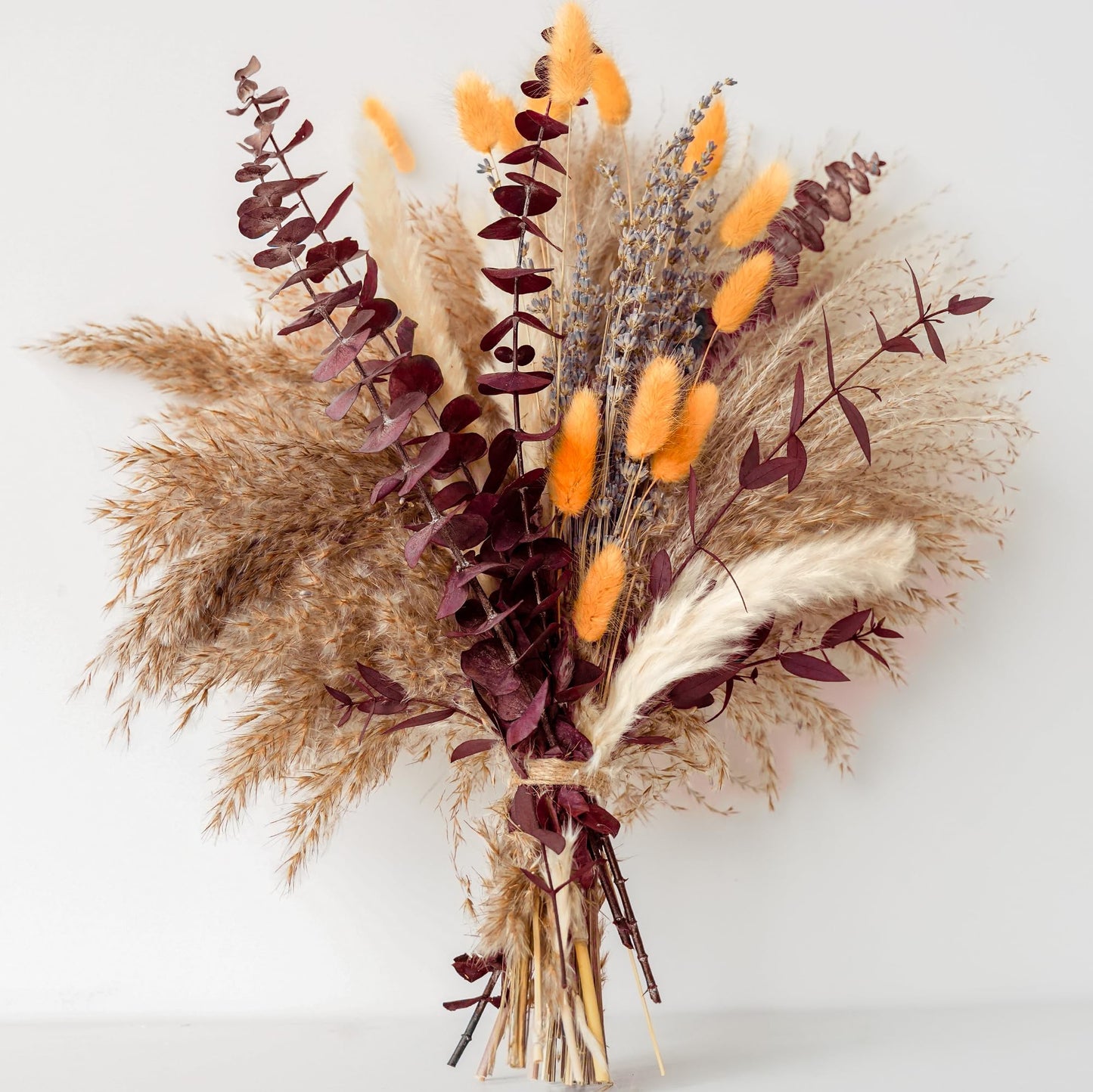 Green Pampas Grass Boho Bouquet – Exquisite Lavender and Eucalyptus Dried Flower Arrangements for Western Boho Decor – Rustic Flowers for Your Bohemian Home, Bedroom, and Wedding Table Décor