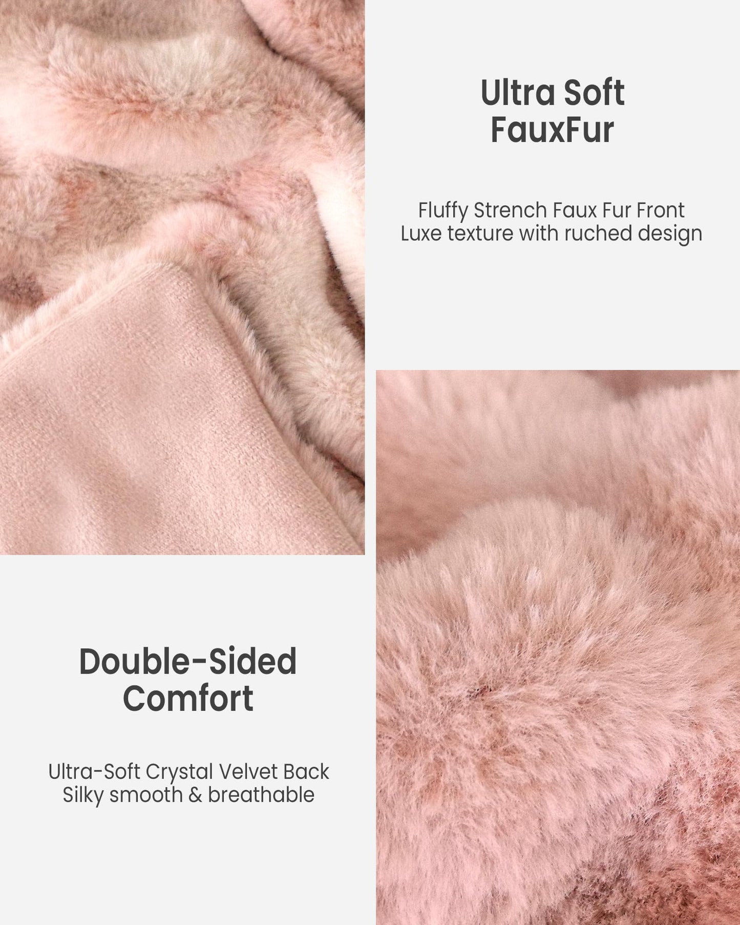 Ultra Soft Cozy Faux Fur Throw Blanket, Fuzzy Plush Thick Bubble Blanket, Oversize Luxury Fluffy Blanket for Couch, Sofa, Bedroom, and Living Room, 50x60 Inches, Light Brown