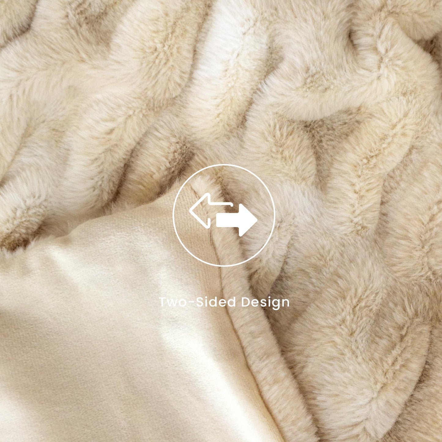 Ultra Soft Cozy Faux Fur Throw Blanket, Fuzzy Plush Thick Bubble Blanket, Oversize Luxury Fluffy Blanket for Couch, Sofa, Bedroom, and Living Room, 50x60 Inches, Light Brown