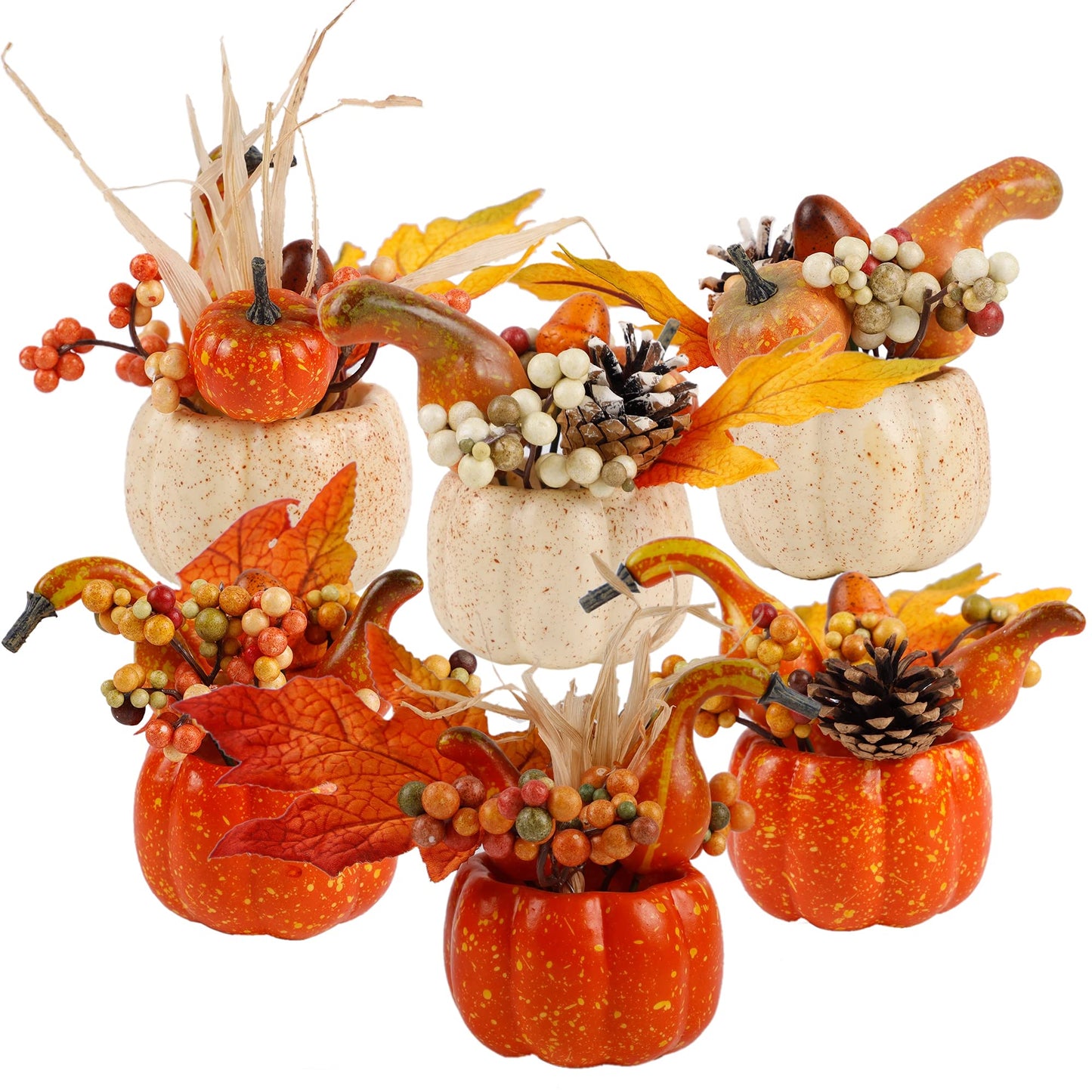 winemana 12 Pcs Pumpkin Fall Decorations, Golden Artificial Pumpkins