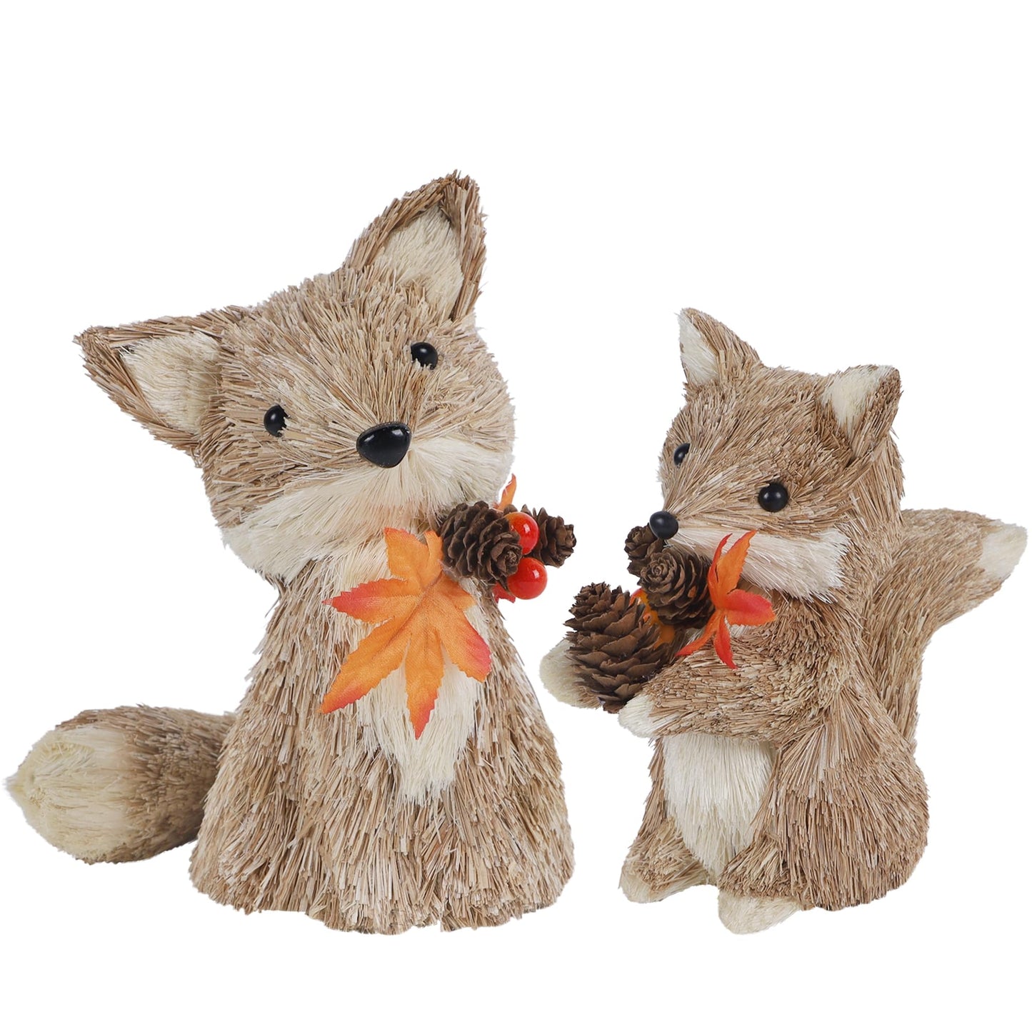 winemana Set of 2 Fall Decorations for Home Squirrels Table Decor