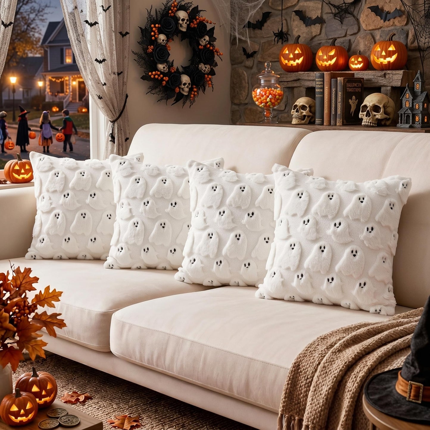 Fall Pumpkin Throw Pillow Covers 18x18 inch Set of 4 Rust