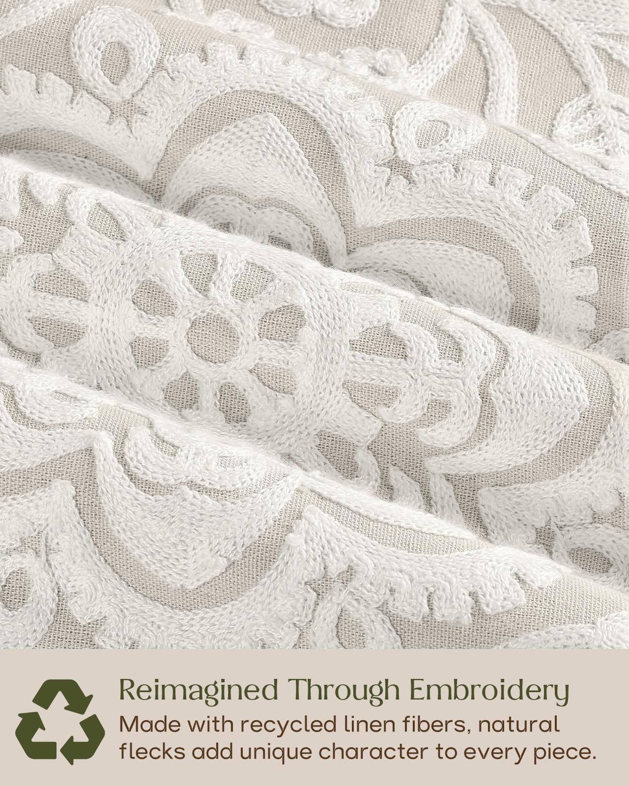 Linen Embroidered Throw Pillow Cover, 18x18 Inch, Khaki Bird