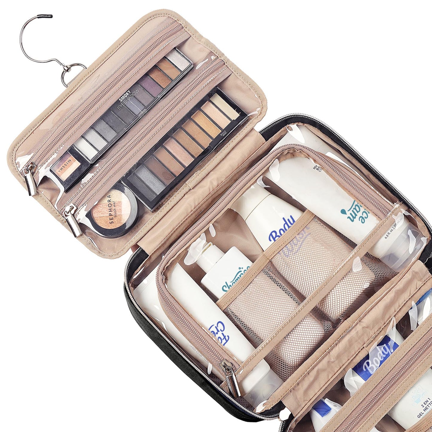 NISHEL Travel Toiletry Bag for women, Portable Hanging makeup Organizer