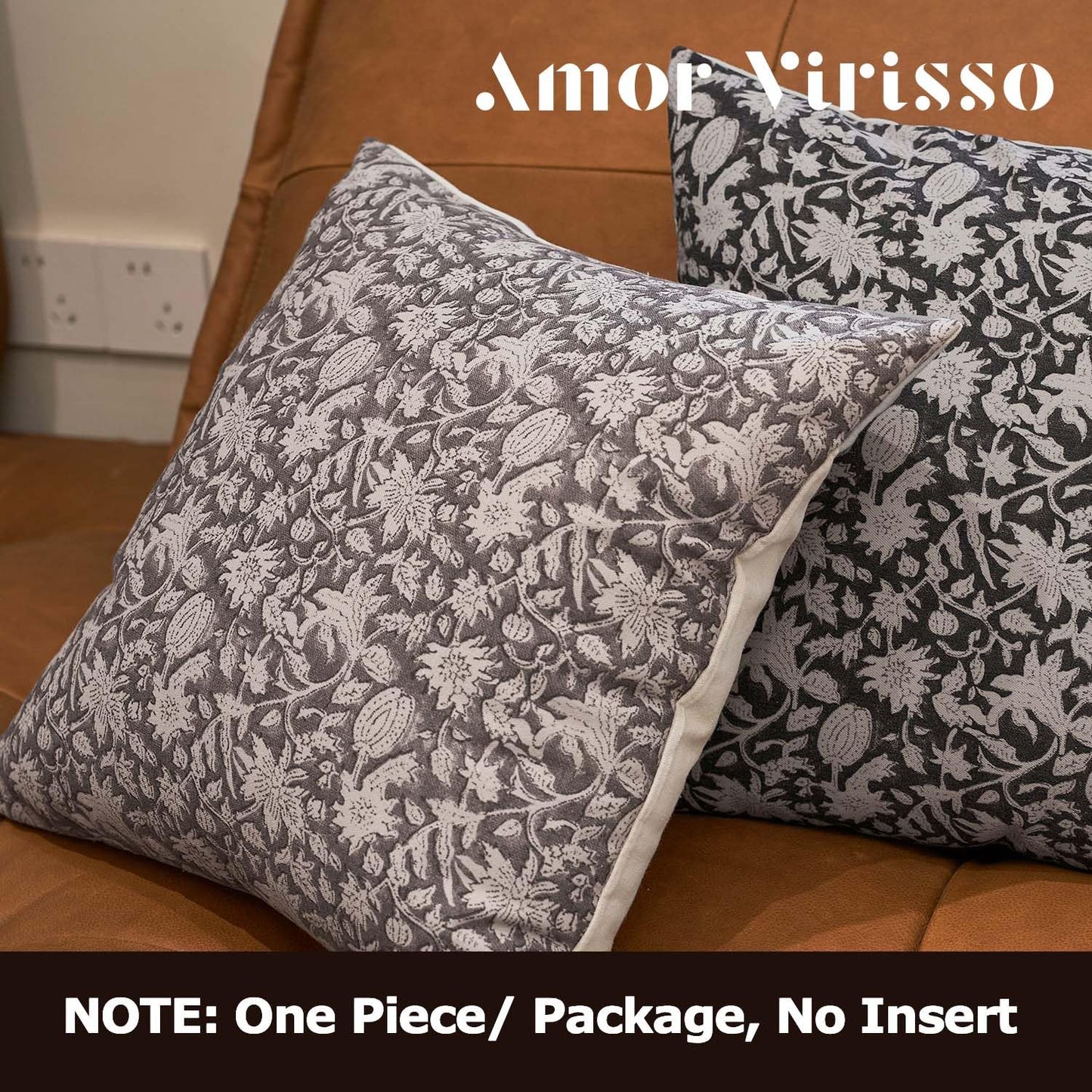 Amor Virisso Floral Throw Pillow Covers 18x18 Couch Pillows for Living Room Decorative Accent Pillow Covers Block Print Farmhouse Neutral Pillow Covers Sofa Pillows 1PC, Dusty Green