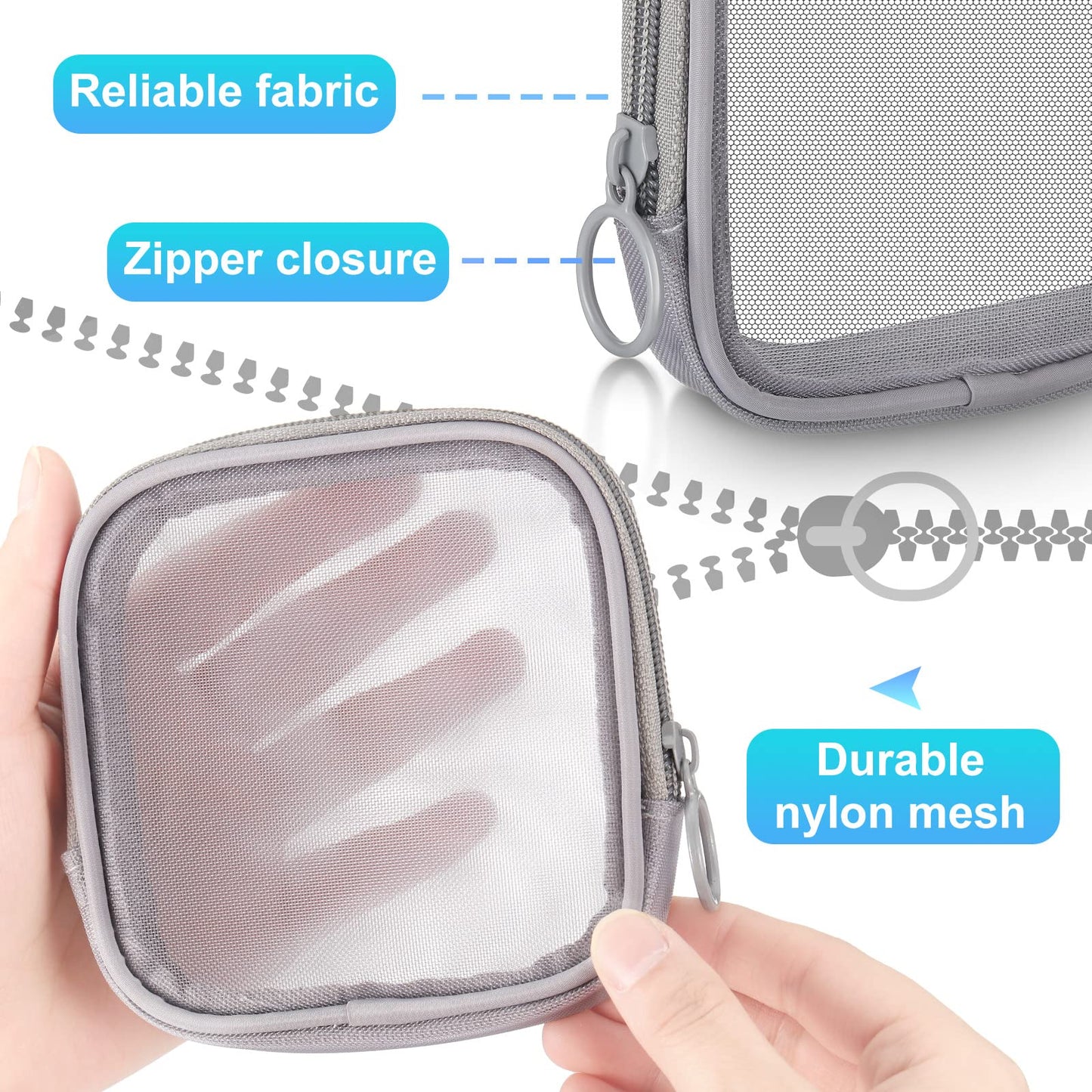 Weewooday 4Pcs Mesh Makeup Bag, Wine Red, Small, Large, Medium, Classic