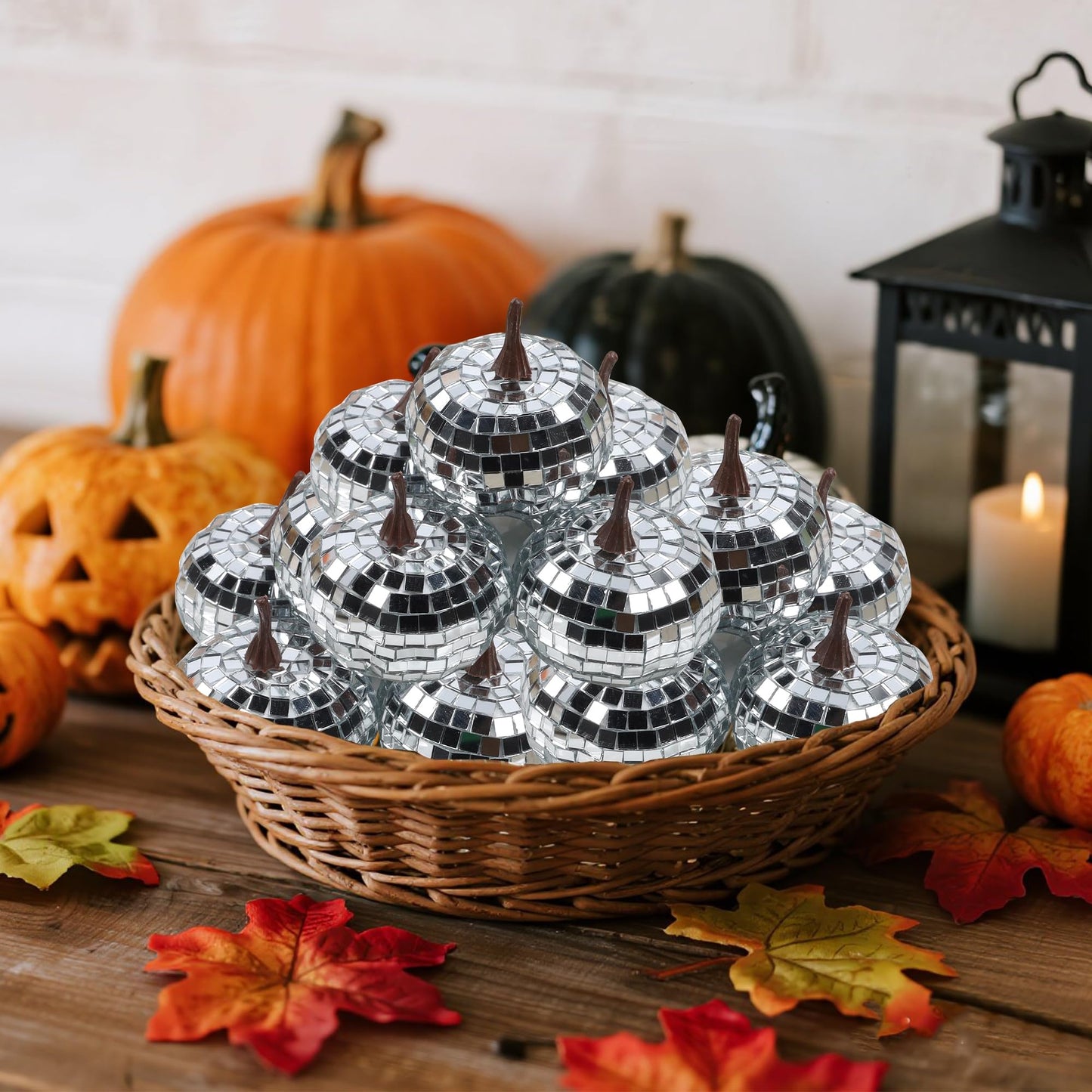 winemana 12 Pcs Pumpkin Fall Decorations, Golden Artificial Pumpkins