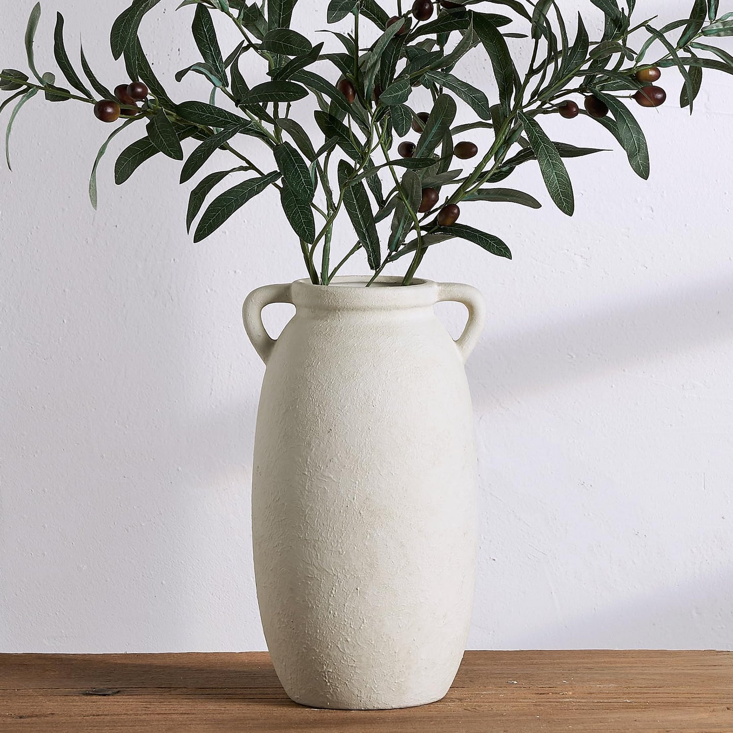 Dobbyby Ceramic Flower Vase 12 inch Farmhouse Rustic Vase Decorative Pottery Terracotta Tall Vases for Home Decor Table Mantle Fireplace Living Room Bathroom Wedding Centerpiece (Large-Terracota)