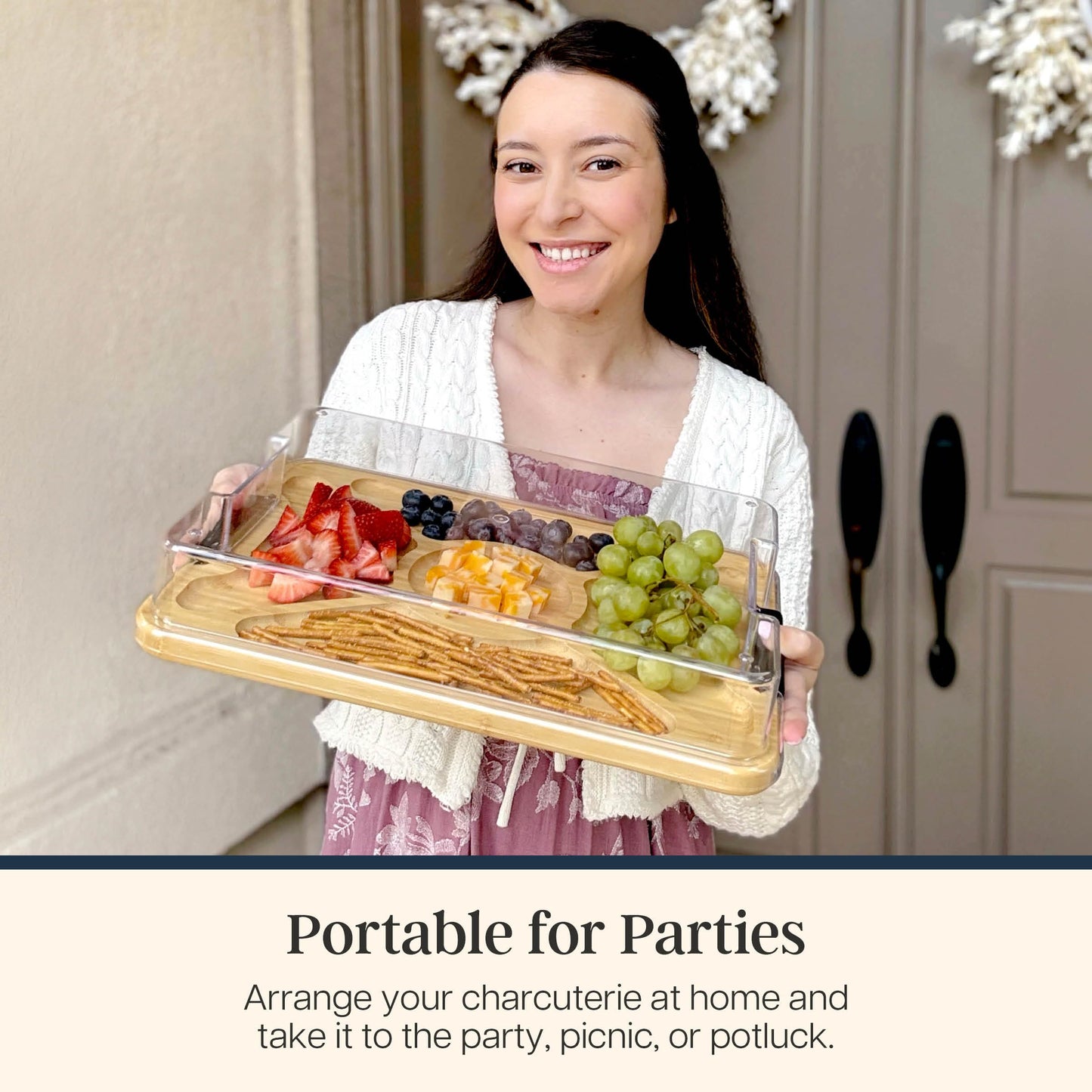 Totally Bamboo Flip, Serve & Store Football Charcuterie Board with Lid