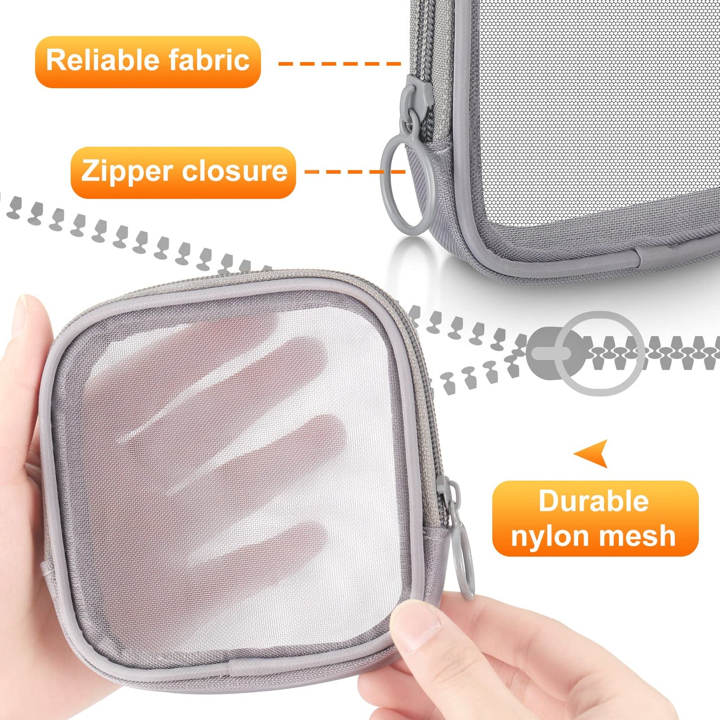 Weewooday 4Pcs Mesh Makeup Bag, Wine Red, Small, Large, Medium, Classic