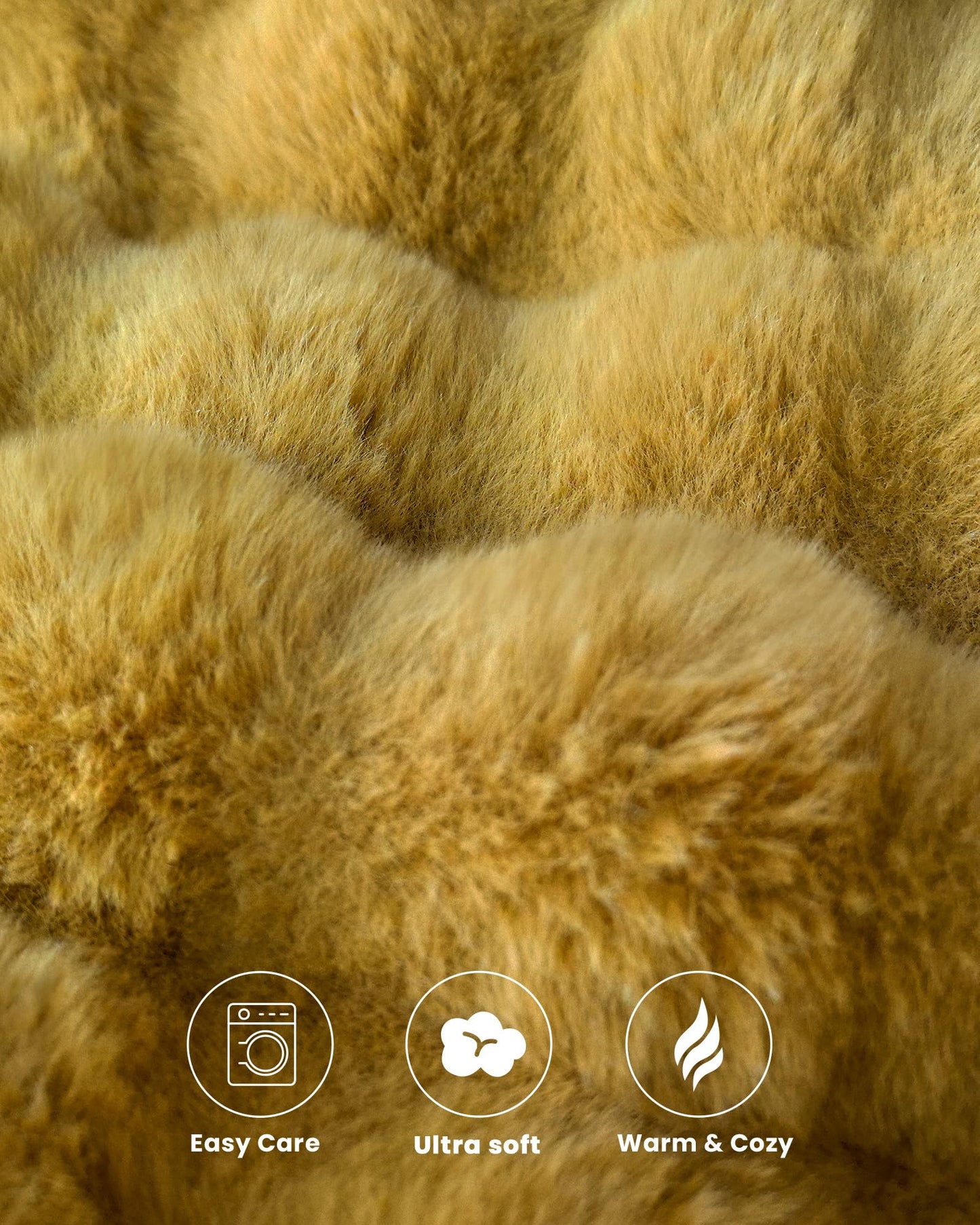 Ultra Soft Cozy Faux Fur Throw Blanket, Fuzzy Plush Thick Bubble Blanket, Oversize Luxury Fluffy Blanket for Couch, Sofa, Bedroom, and Living Room, 50x60 Inches, Light Brown