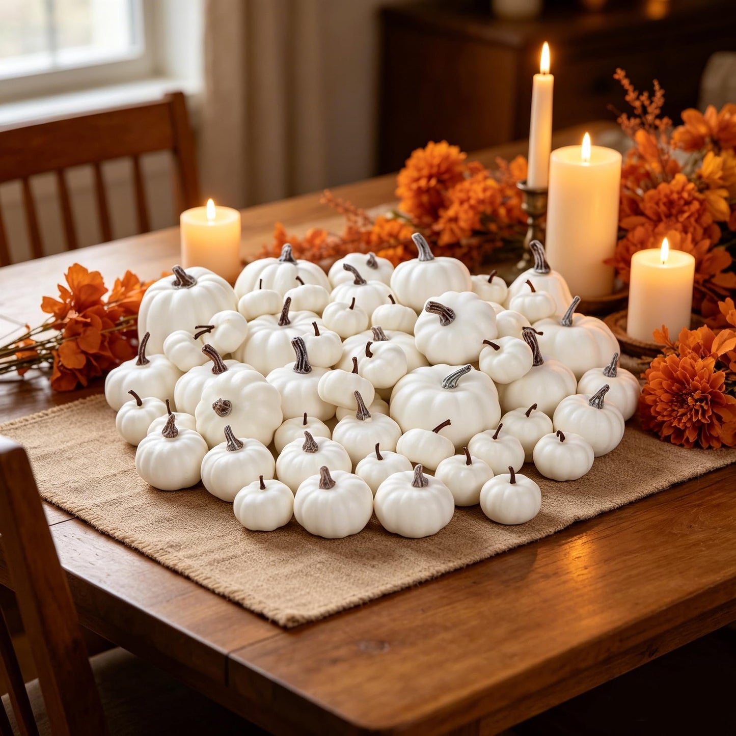 winemana 12 Pcs Pumpkin Fall Decorations, Golden Artificial Pumpkins