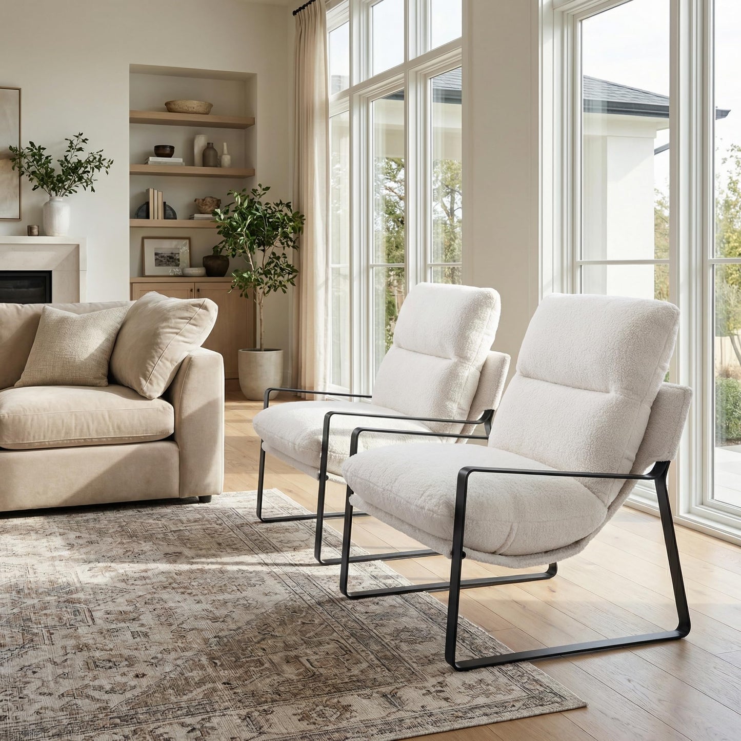 LukeAlon Modern PU Leather Accent Armchair, Brown