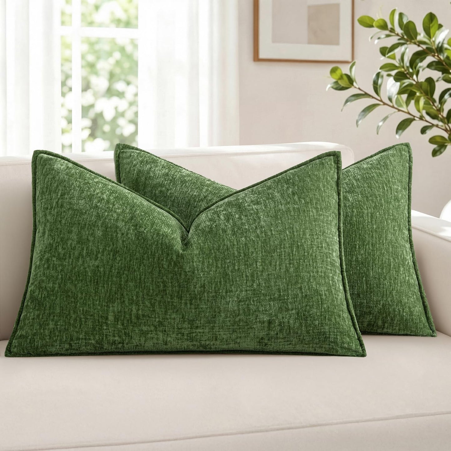 MIULEE Chenille Couch Pillow Covers Fall for Living Room 18x18 Dark Brown