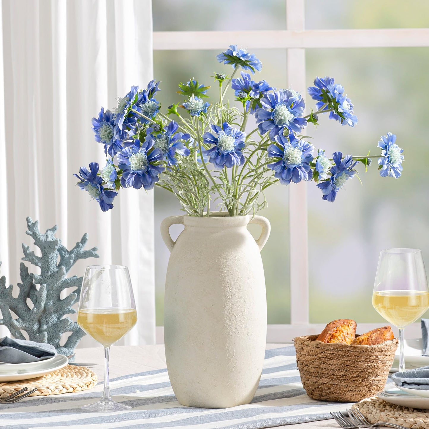 Dobbyby Ceramic Flower Vase 12 inch Farmhouse Rustic Vase Decorative Pottery Terracotta Tall Vases for Home Decor Table Mantle Fireplace Living Room Bathroom Wedding Centerpiece (Large-Terracota)