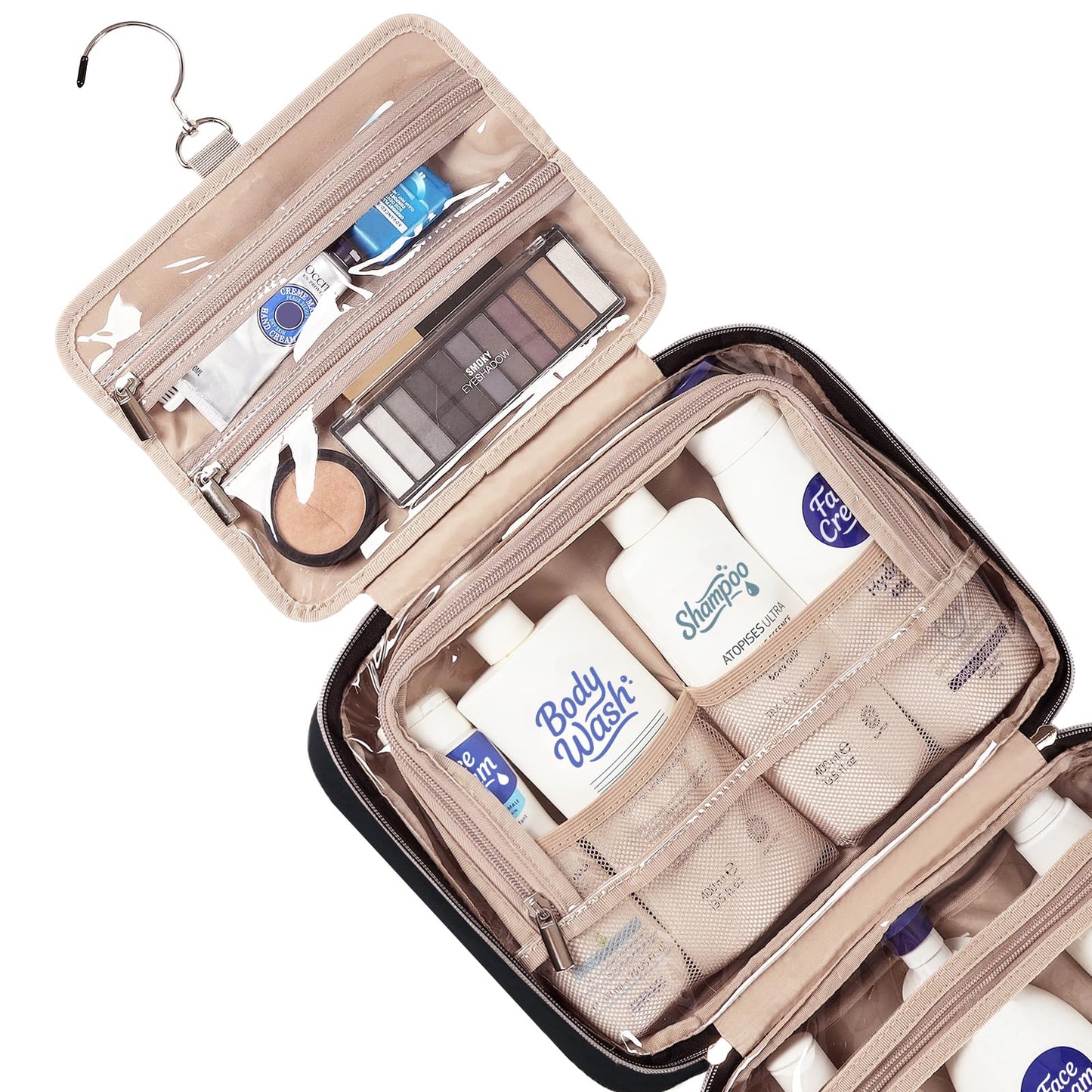 NISHEL Travel Toiletry Bag for women, Portable Hanging makeup Organizer