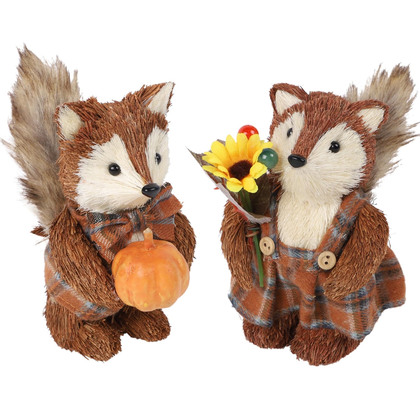 winemana Set of 2 Fall Decorations for Home Squirrels Table Decor