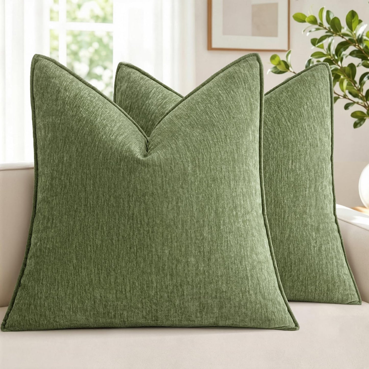 MIULEE Chenille Couch Pillow Covers Fall for Living Room 18x18 Dark Brown