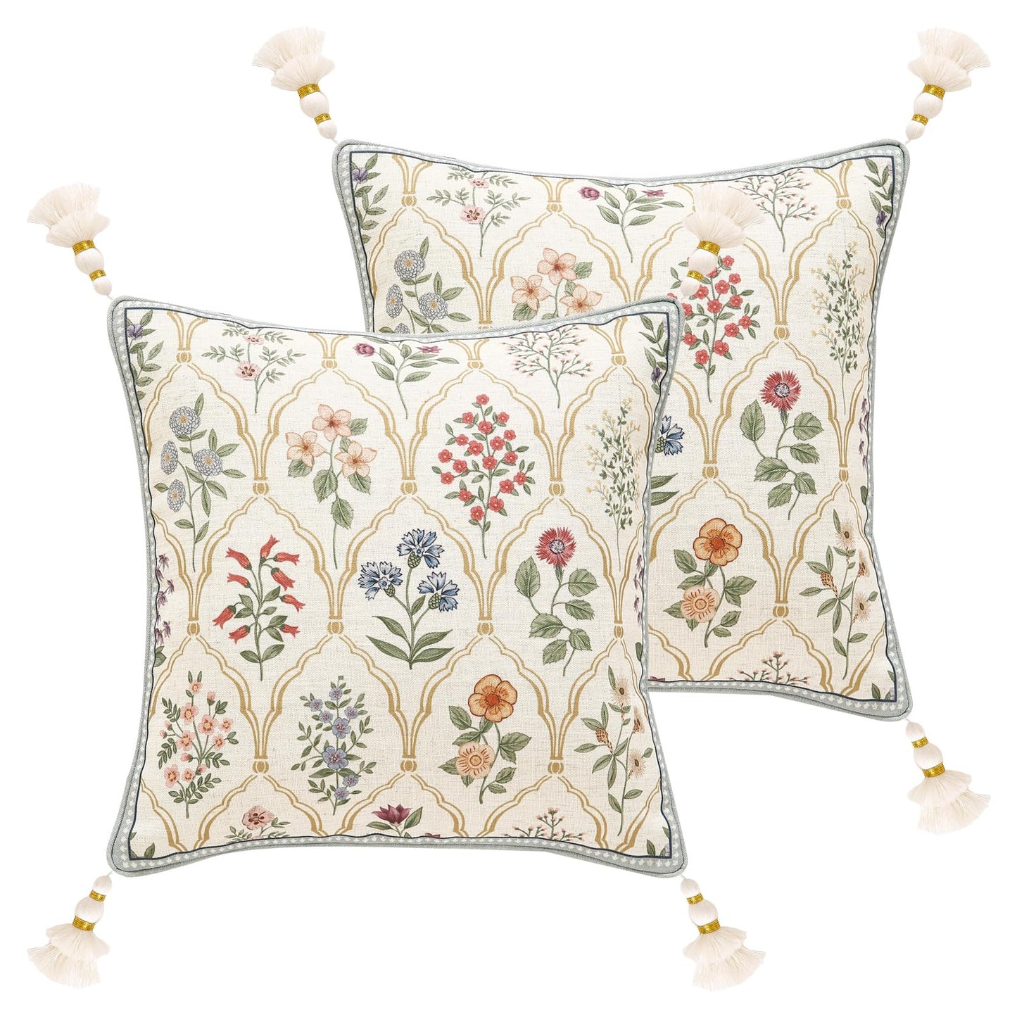 ISAENNE Designer Vintage Square Throw Pillow Cover,Set of 2,18"x18"