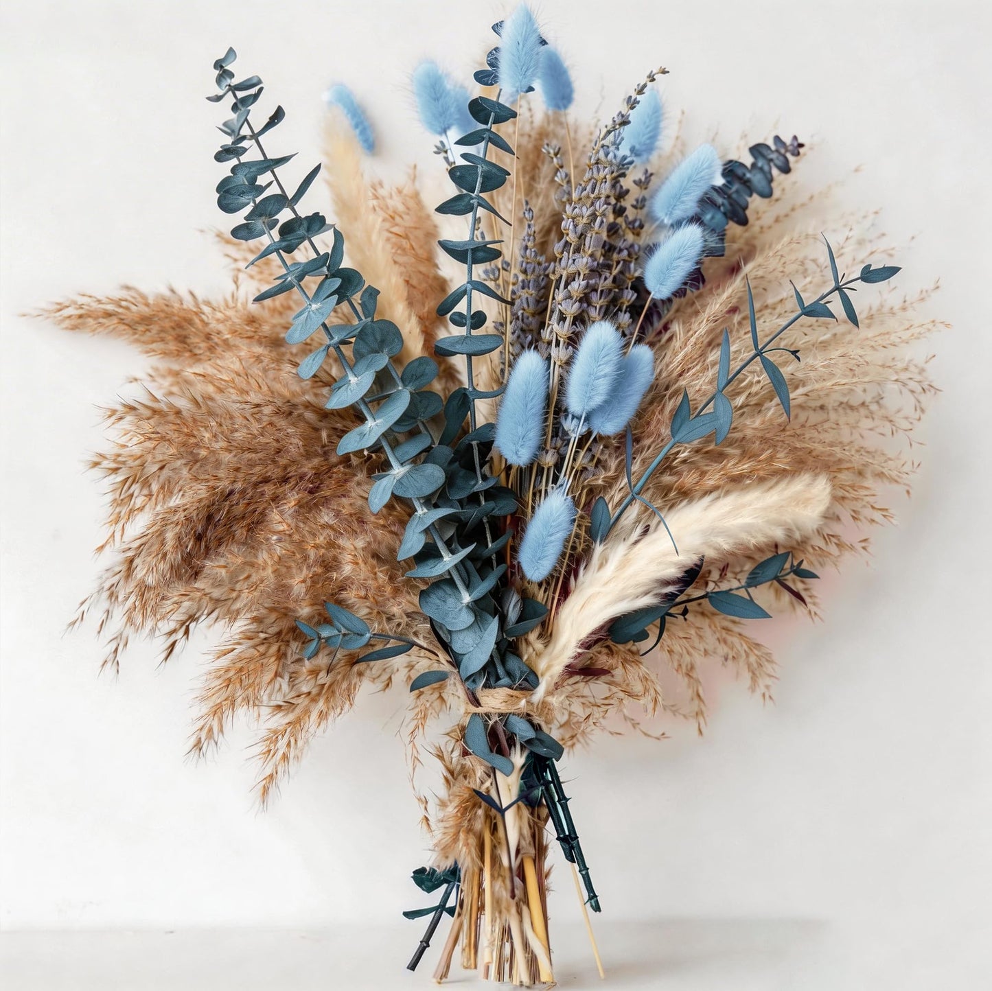 Green Pampas Grass Boho Bouquet – Exquisite Lavender and Eucalyptus Dried Flower Arrangements for Western Boho Decor – Rustic Flowers for Your Bohemian Home, Bedroom, and Wedding Table Décor
