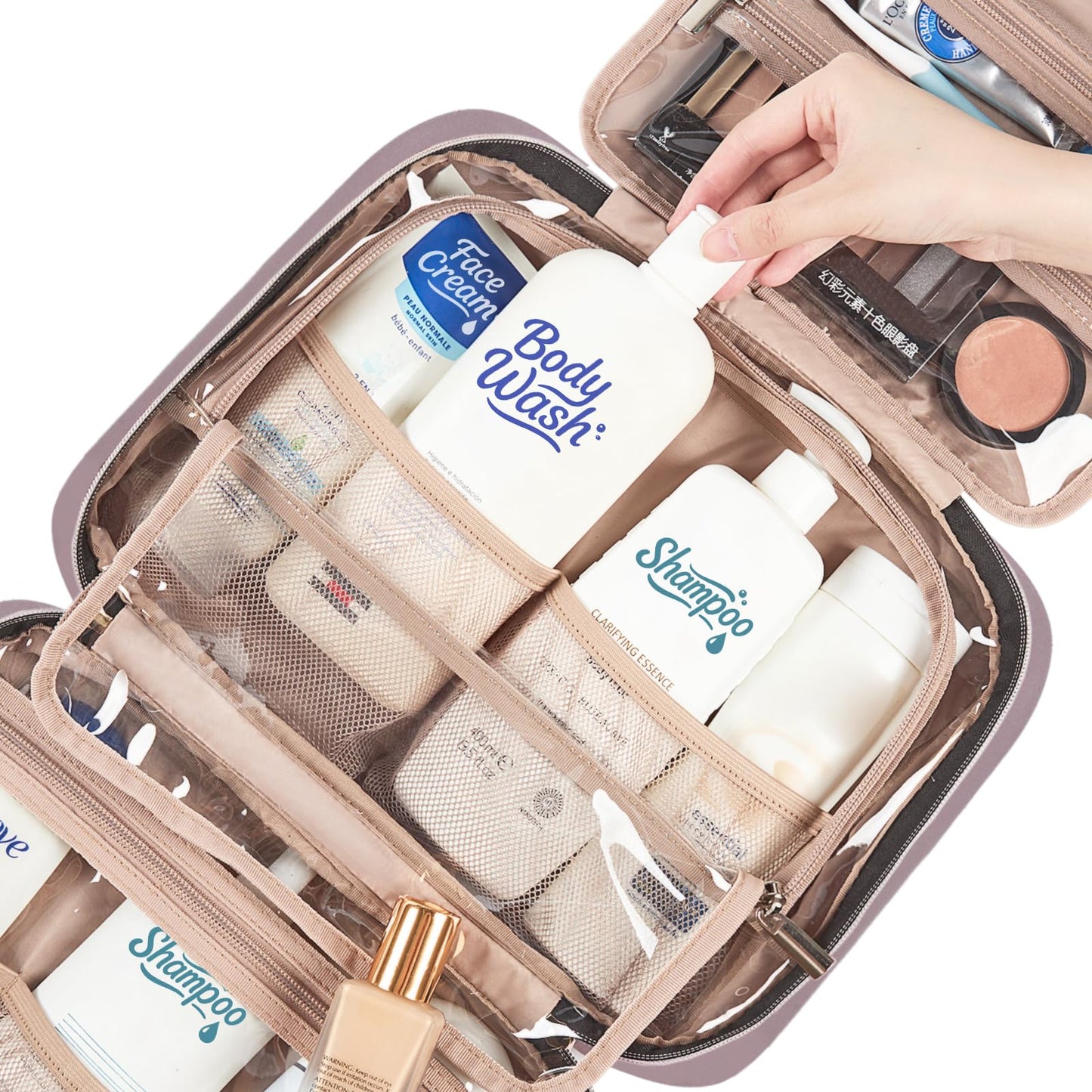 NISHEL Travel Toiletry Bag for women, Portable Hanging makeup Organizer