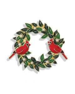 Cardinals On Holly Pin