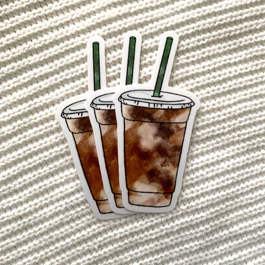 Load image into Gallery viewer, Iced Coffee Sticker 4x2in.
