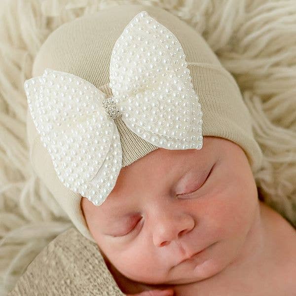 0-3M Pink Hat with Pearl Bow