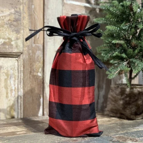 Red/Black Buffalo Check Bottle Holder Bag