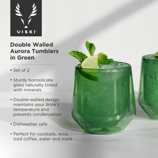 Individual Double Walled Aurora Tumbler in Bottle Green