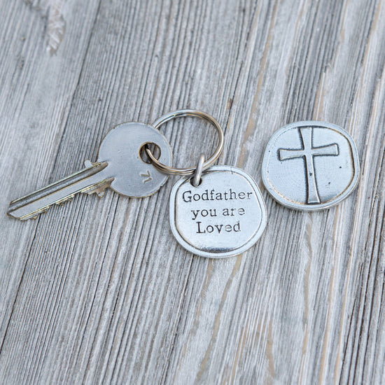 Load image into Gallery viewer, Godfather You Are Loved Pewter Keychain And Card
