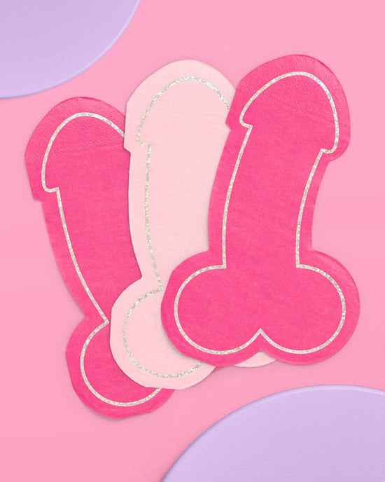 Naughty Bachelorette Foil Penis Napkin, Party Decor, Bridal