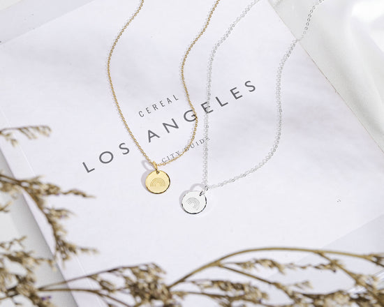 Load image into Gallery viewer, Rainbow Charm Baby Gifts For Mom 14K Gold Vermeil Sterling Silver Necklace Gift: Silver / 18&amp;quot; / Sterling Silver
