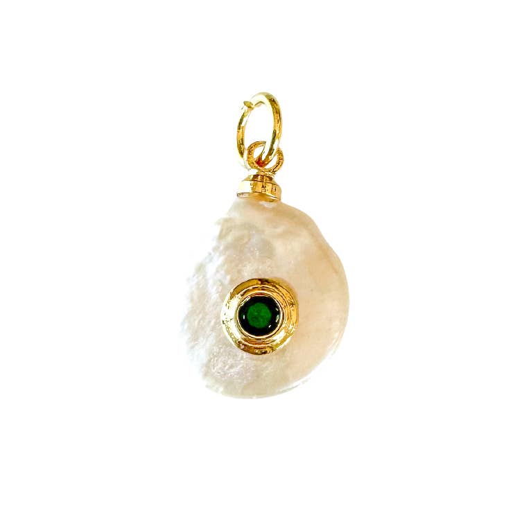 Fresh Pearl Birthstone Charm For Charm Necklace & Bracelet: Green