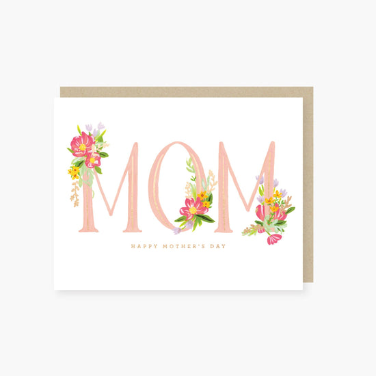 Floral letters foil mother's day card