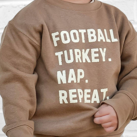 Football Turkey Nap Repeat Thanksgiving Kids Sweatshirt