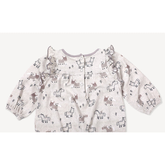 Organic Horse & Bird Baby Ruffle Jumpsuit