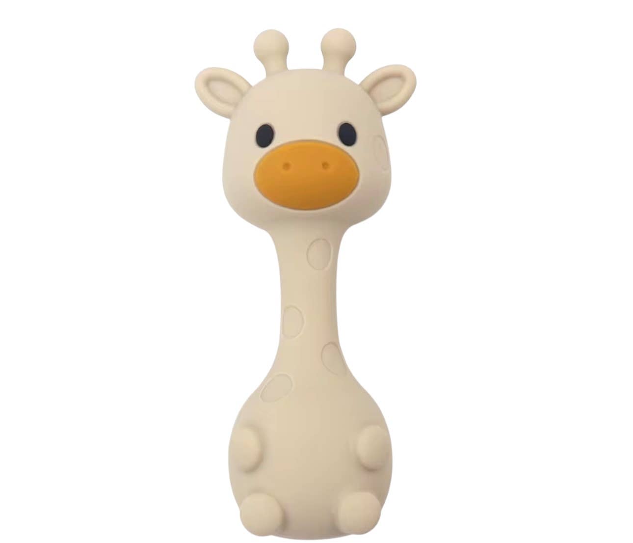 Beige BPA All Silicone Giraffe Rattle