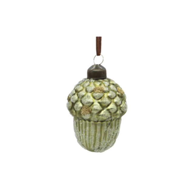 Light Green Acorn Glass Ornament